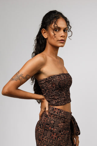 Geometric Black Bandeau Crop Top