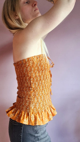 Spiced Pumpkin Orange Multiway Ruffle Top