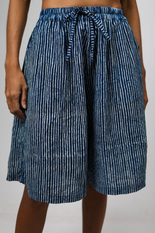 Sailor Blue Pinstripe Long Bermuda Shorts