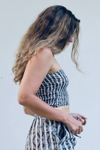Jungle Shadow Geometric Animal Print Bandeau Crop Top