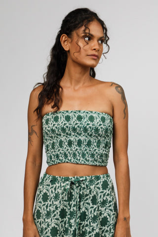 Botanical Jade Green Bandeau Crop Top