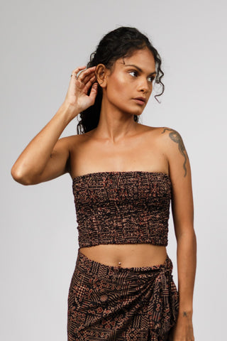 Geometric Black Bandeau Crop Top