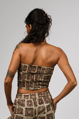 Earthy Mosaic Tile Bandeau Crop Top