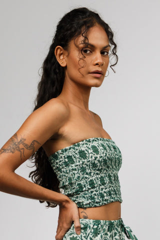 Botanical Jade Green Bandeau Crop Top