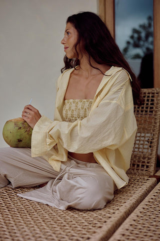 Butter Yellow Daisies Bandeau Crop Top