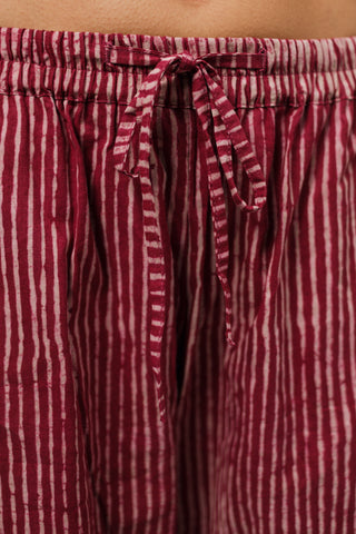 Berry Pinstripe High-Waisted Trousers