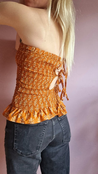 Spiced Pumpkin Orange Multiway Ruffle Top