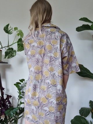 Grey and Yellow Floral Oversized Shirt