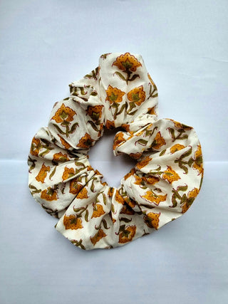 White Floral Giant Oversized Scrunchie
