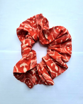 Salmon Pink Floral Giant Oversized Scrunchie