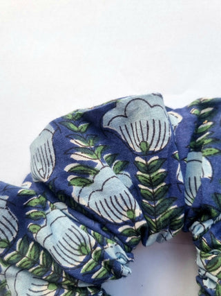 Royal Blue Floral Giant Oversized Scrunchie