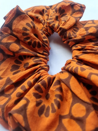 Orange & Brown Geometric Giant Oversized Scrunchie