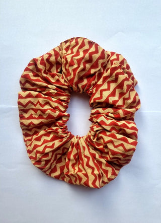 Brick Red Zigzag Giant Oversized Scrunchie
