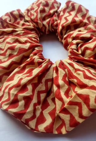 Brick Red Zigzag Giant Oversized Scrunchie