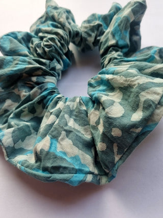 Playful Blue Floral Giant Oversized Scrunchie