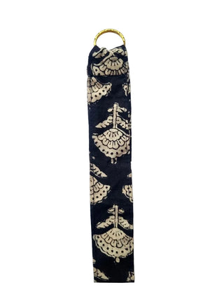 Black Floral Tag Me Key Bag Charm