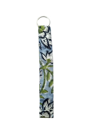 Blue Floral Tag Me Key Bag Charm