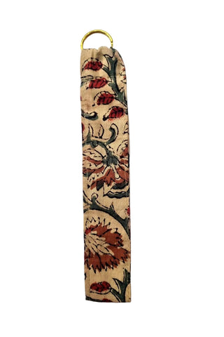 Beige Floral Tag Me Key Bag Charm