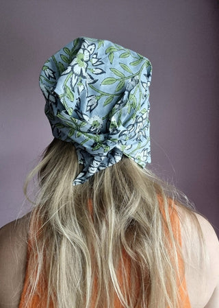 Sky Blue Floral Bandana Headscarf