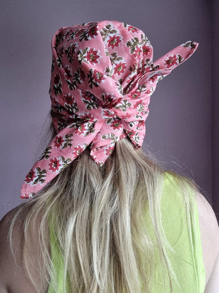 Pink Floral Bandana Headscarf