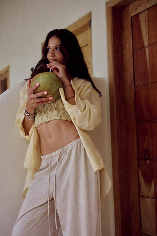 Butter Yellow Daisies Bandeau Crop Top