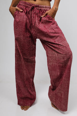 Berry Pinstripe High-Waisted Trousers