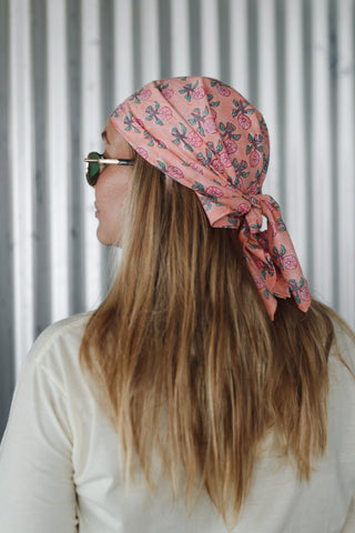 Pink Ditsy Floral Bandana Headscarf