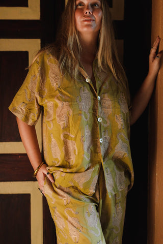 Lime Green Tiger Oversized Shirt