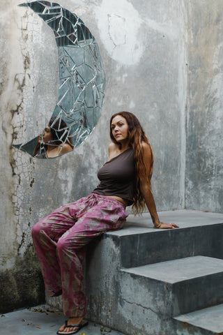 Pink Purple Tiger Wide-Leg Cotton Trousers