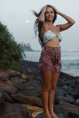 Pink Purple Tiger Cotton Wrap Skirt