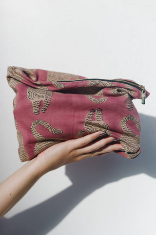 Pink Purple Tiger Cotton Toiletry Bag