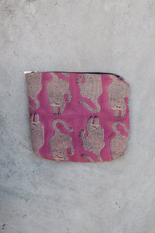 Pink Purple Tiger Cotton Toiletry Bag