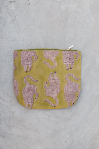 Lime Green Tiger Cotton Toiletry Bag