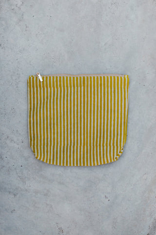 Yellow Stripe Cotton Toiletry Bag