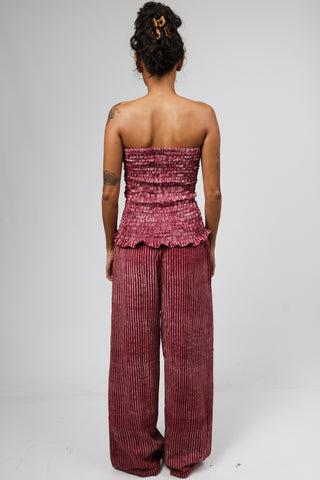 Berry Pinstripe Multiway Ruffle Top