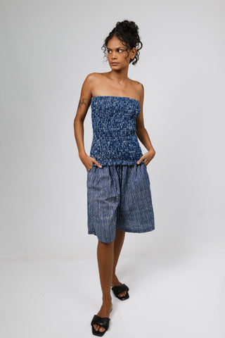 Sailor Blue Pinstripe Multiway Ruffle Top