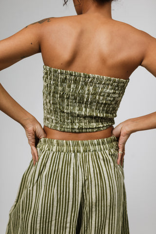 Earthy Olive Pinstripe Long Bermuda Shorts