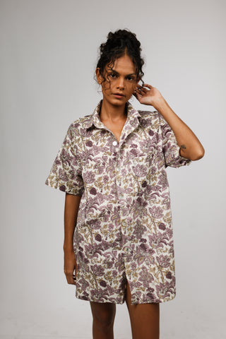 Vintage Floral Dusty Lavender Oversize Shirt