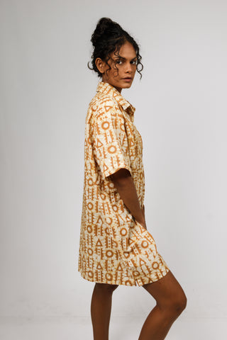 Geometric Sunny Mango Oversized Shirt