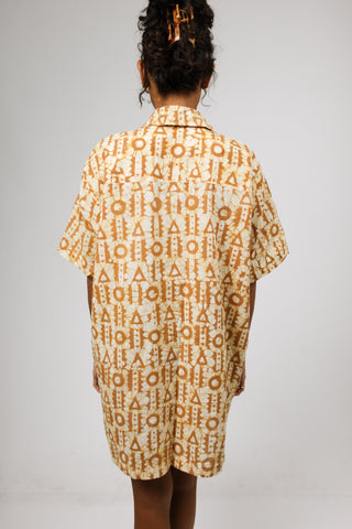 Geometric Sunny Mango Oversized Shirt