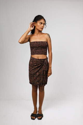 Geometric Black Wrap Skirt