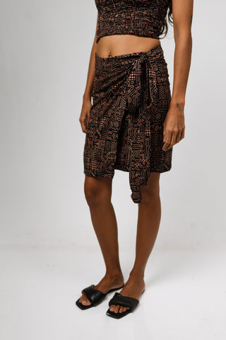 Geometric Black Wrap Skirt