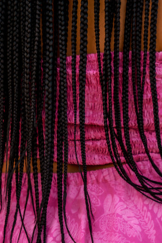 Hot Leafy Pink Tie Waist Midi Skirt