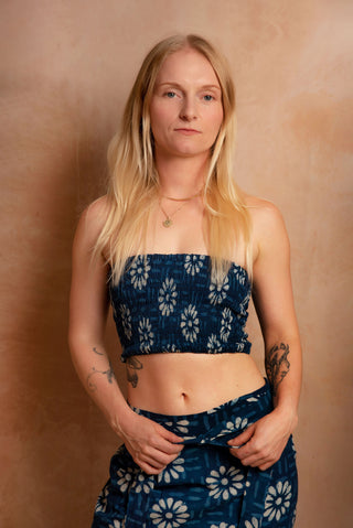 Geometric Indigo Sundaisy Wrap Skirt