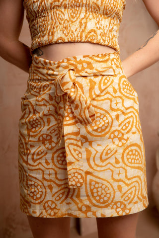Yellow Batik Cotton Wrap Skirt