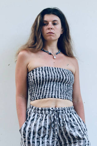 Jungle Shadow Geometric Animal Print Bandeau Crop Top