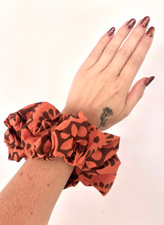 Orange & Brown Geometric Giant Oversized Scrunchie