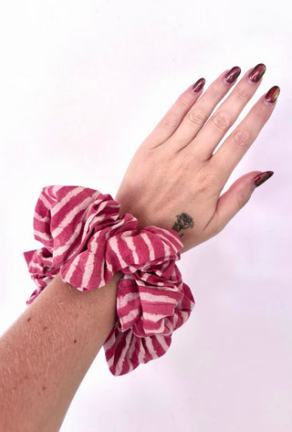 Pink Stripe Giant Oversized Scrunchie