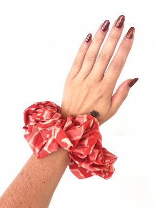 Salmon Pink Floral Giant Oversized Scrunchie