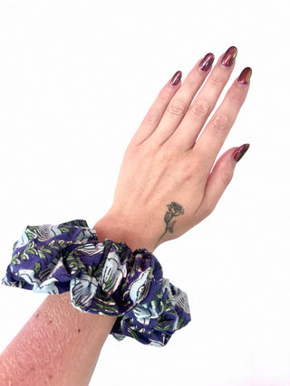 Royal Blue Floral Giant Oversized Scrunchie